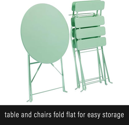 Crosley Furniture CF7390-MN Karlee Retro Metal Indoor/Outdoor 3-Piece Bistro Set with Table and 2 Chairs, Mint