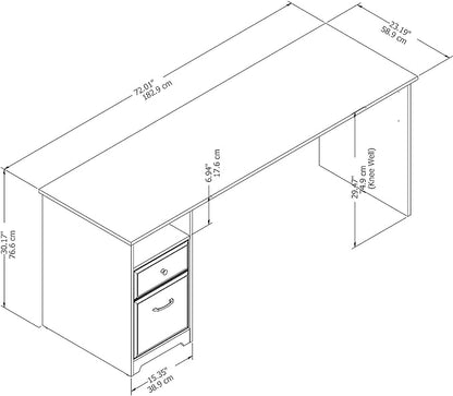 Bush Furniture Cabot Desks for Home Office with Storage and Chrome Hardware | Elegant Computer Table with Drawers, 72W, Harvest Cherry