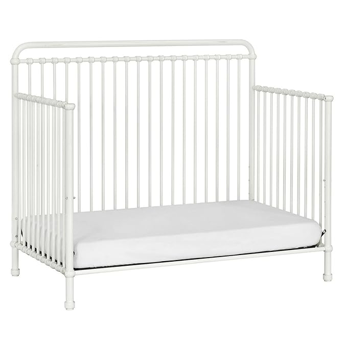Namesake Winston 4-in-1 Convertible Metal Crib in Washed White, Greenguard Gold Certified