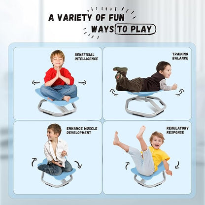 Elephant Kids Swivel Chair, Seat and Spinning Chair, Body Coordination Training Chair, Light Blue Non Slip Sensory Toys 360° Spinning Chair for Autistic Kids Aged 3+, Improving Kid's Physical Fitness