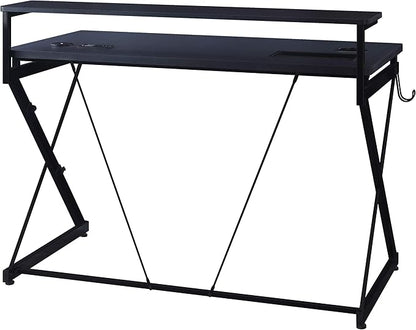 OSP Home Furnishings Emulator Battlestation Gaming Desk with RGB LED Lights, Black