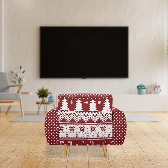 FKELYI Boho Christmas Easy Going Stretch Sofa Slipcover Washable Sofa Couch Cover Comfortable Furniture Protector with Elastic Bottom S