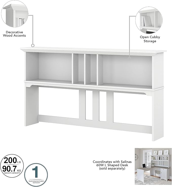 Salinas Casual Hutch for L-Shaped Desk, Pure White
