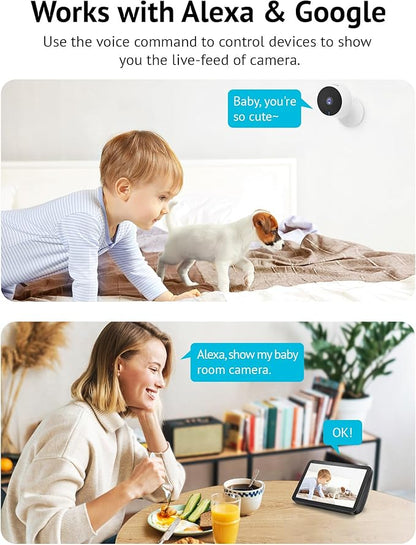 LaView 5MP 3K Cameras for Home Security Indoor,Home Security Camera for Baby/Elder/Pet/Nanny,Baby Cam Starlight Sensor Color Night Vision,US Cloud Service,Compatible with Alexa