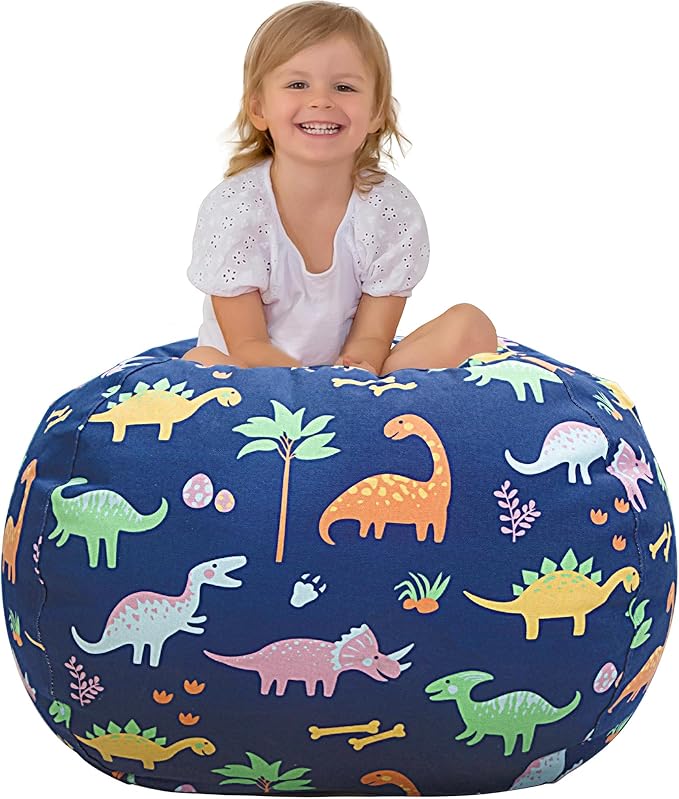 Aubliss Stuffed Animal Bean Bag Storage Chair (Dinosaur, X-Large (48''))