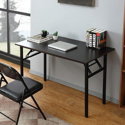 SDHYL 55in ches No Assembly Foldable Computer Desk for Home Office Workstation, Study and Writing, Black