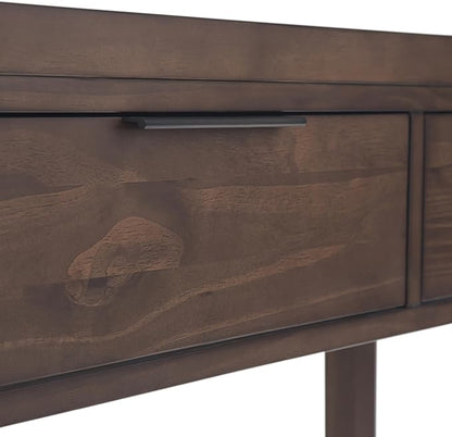 SIMPLIHOME Hollander SOLID WOOD 60 inch Wide Wide Console Sofa Entryway Table in Warm Walnut Brown with Storage, 3 Drawers , for the Living Room, Entryway and Bedroom