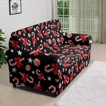 FKELYI Christmas Easy Going Stretch Sofa Slipcover Candy Cane Sofa Couch Cover Non-Slip Sofa Slipcovers Washable Furniture Protector L