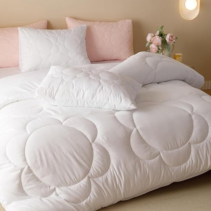 White Flower Comforter Full White Sunflower Print Bed Full Comforter Set 3 Pieces White Floral Comforter Set for Boys Girls Teens Bedroom Decor All Season Hotel Quality Comforter Set