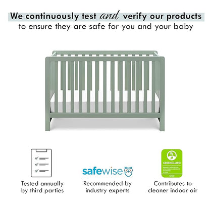 Carter's by DaVinci Colby 4-in-1 Low-Profile Convertible Crib in Light Sage, Greenguard Gold Certified
