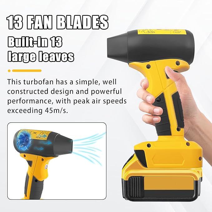 Leaf Blower Jet Dry for Dewalt 20V 60V Battery, Air Pump Air Duster Turbine Jet Fan Violent Turbofan Air Blower Turbine Turbine Blower Powerful Jet Fan High Speed Mini Blower for Car Cleanin