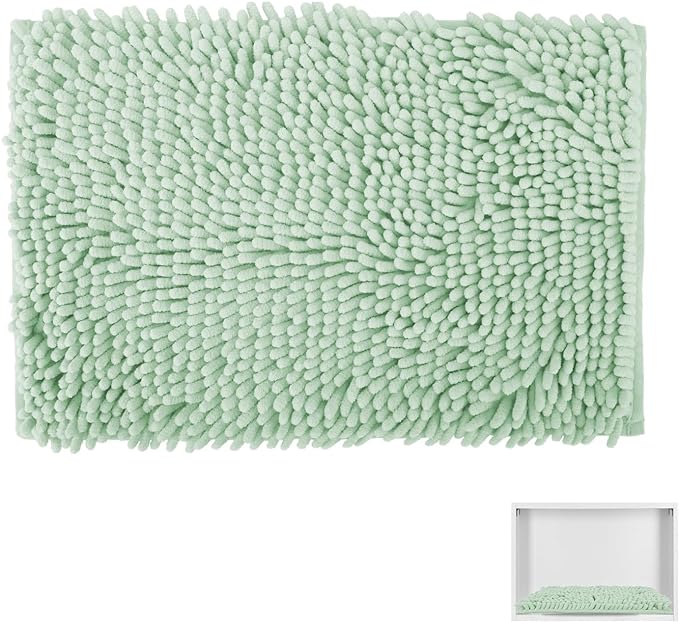 Locker Rug school girl rugs Carpet Chenille 100% Microfiber Locker Carpet with Non Skid Backing Locker Decorations (Green, 11.5X17.5)