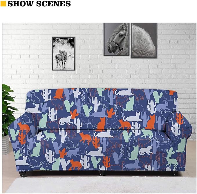 FKELYI Super Stretch Sofa Slipcover Christmas Reindeer Snowflake Printed Sofa Couch Cover Washable Furniture Protector with Elastic Bottom-M