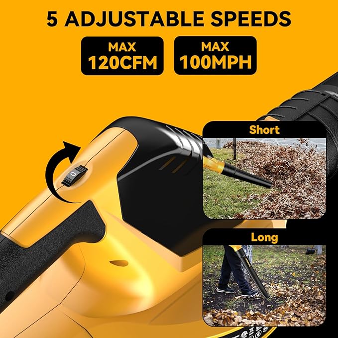 Cordless Leaf Blower for Dewalt 20V Max Battery,Handheld Electric Jobsite Air Blower,5 Variable Speed Up to 150MPH,100 CFM Powerful for Lawn Care,Snow Blow,Yard Clean(Battery Not Included)