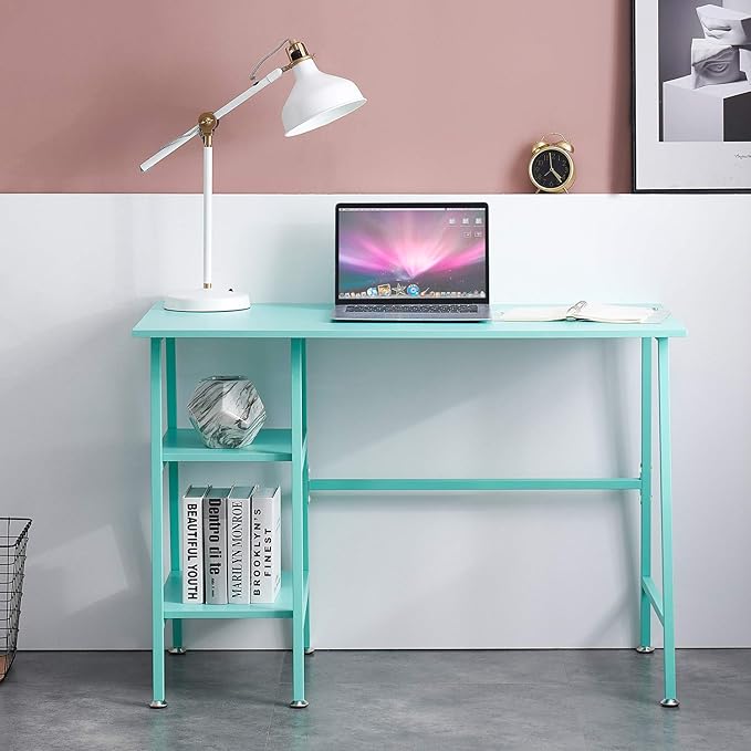 VECELO 43 Inch Computer, Writing Home Office Hutch Workstation with Shelf Storage Desk 43", Classic Blue