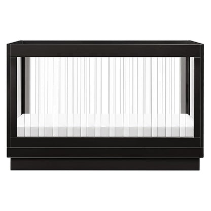 Babyletto Harlow Acrylic 3-in-1 Convertible Crib with Toddler Bed Conversion Kit in Black with Acrylic Slats, Greenguard Gold Certified