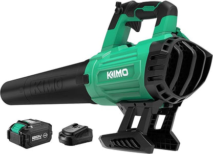 KIMO Cordless Leaf Blower - 400CFM Battery-Powered Blower for Blowing Wet Leaves, Snow Debris and Dust, 20V Electric Leaf Blower with Battery ＆ Charger for Lawn Care Garden Yard Work Around The House