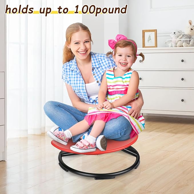 Kids Swivel Chair, Spinning Chair for Kids, Sit and Spin Chair for Kids,Balance Physical Therapy Equipment, Training Body Coordination，Sensory Spinning Seat for Kids (Red)