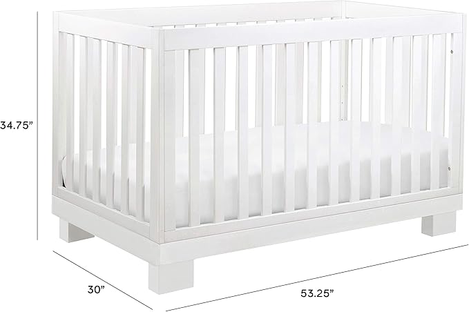 Babyletto Modo 3-in-1 Convertible Crib with Toddler Bed Conversion Kit in White, Greenguard Gold Certified