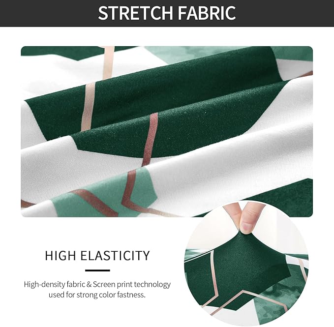 Gibelle Dining Room Chair Covers Set of 4, Soft Stretch Kitchen Chair Covers Slipcover Protector, Removable Washable Geometric Parson Chair Covers 4 Pack, Hunter Green