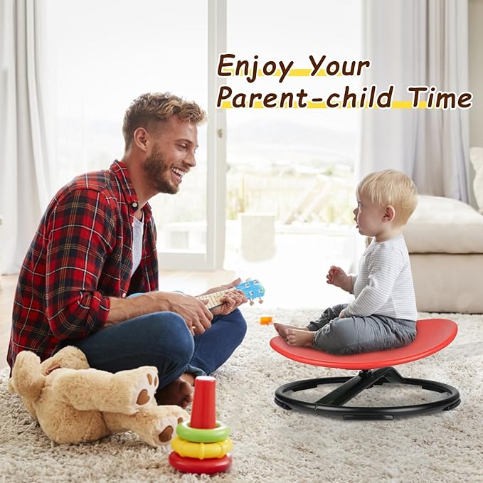 Kids Swivel Chair, Spinning Chair for Kids, Sit and Spin Chair for Kids,Balance Physical Therapy Equipment, Training Body Coordination，Sensory Spinning Seat for Kids (Red)