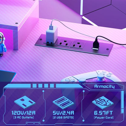 Pink Gaming Desk with Hutch and LED Lights, 55" Computer Desk with Storage Shelves, Reversible PC Gaming Desk with Pegboard, Gaming Table Gamer Desk for Bedroom, Carbon Fiber Pink