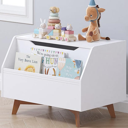 UTEX Kids Toy Box, Wooden Toy Chest, Kids Storage Organizer Bench with Front Book Storage Area for Boys and Girls, Children's Furniture, White