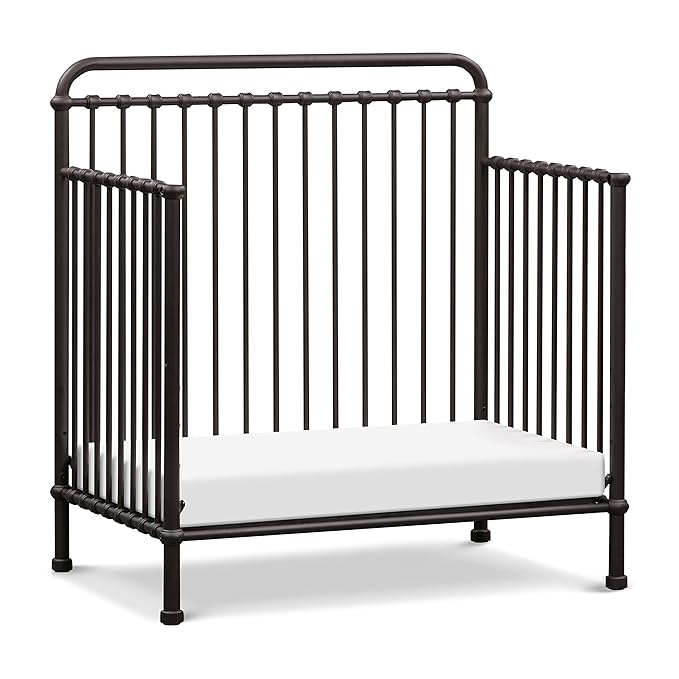 NAMESAKE Winston 4-in-1 Convertible Mini Metal Crib in Vintage Iron, Greenguard Gold Certified