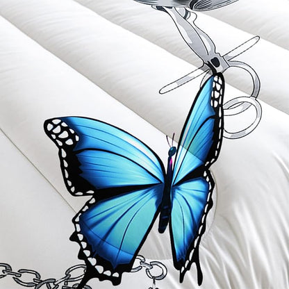CVHOUSE Butterfly Bedding Set,Butterfly Comforter Twin,Butterfly Comforter Set for Girls Kids Teens,Butterflies Quilt Set with 1 Comforter and 2 Pillow Cases- 3 Piece