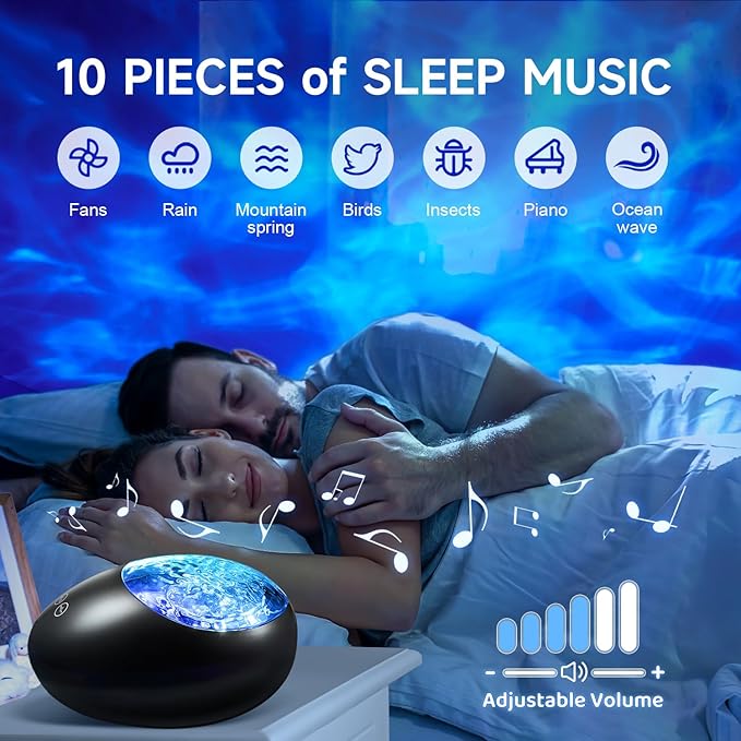 One Fire Gifts Box Galaxy Projector Light with 10 White Noise & Bluetooth Music, Remote Timer Galaxy Lights for Bedroom, Room Decor