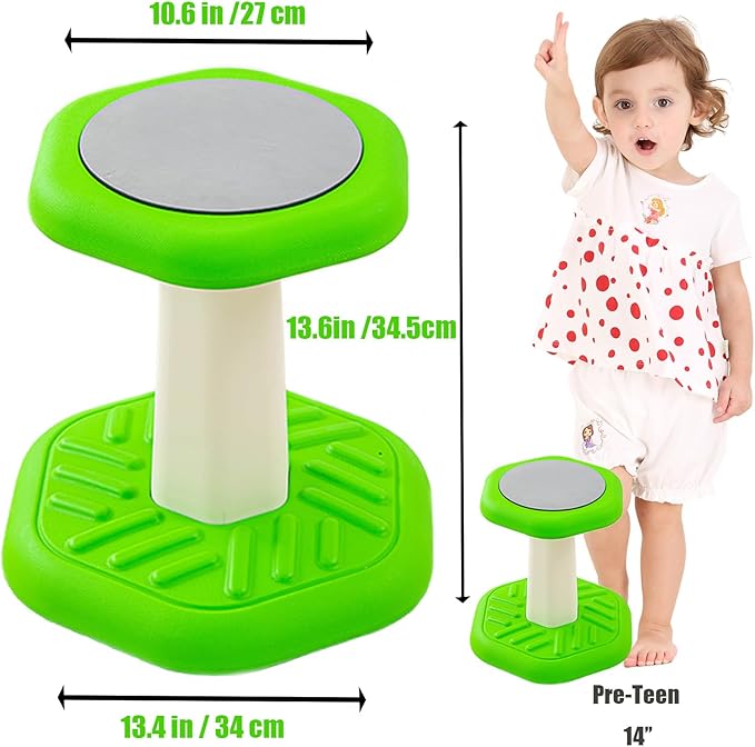 Active Chairs Kids Preschool Wobble Stool - Alternative Flexible Seating Balance Wiggle Stool for Classroom,Preschool,Kindergarten&Elementary School,Active Sensory Chairs,Ages3-8,Green(14in)