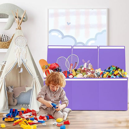 Extra Large Toy Box for Girls Boys - Collapsible Toy Chest Boxes Organizers and Storage for Nursery,Playroom,Office (Violet) 35.8"x12.6"x16"
