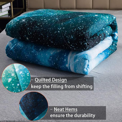 Litanika 3D Galaxy Comforter Queen(90x90lnch), 3 Pieces(1 Galaxy Comforter, 2 Pillowcases), Universe Nebula Outer Space Comforter, Microfiber Bedding Set for Boys Kids
