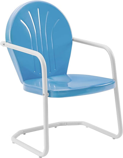 Crosley Furniture KO10004BL Griffith 3-Piece Retro Metal Outdoor Seating Set with Table and 2 Chairs, Sky Blue