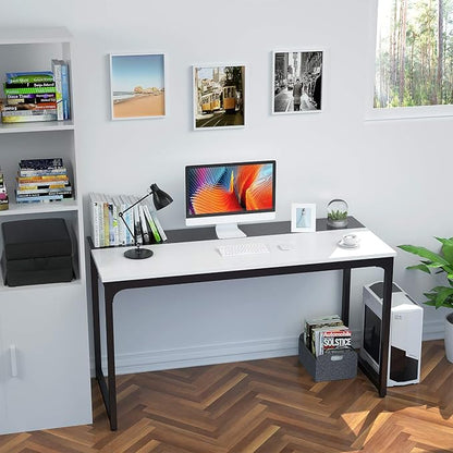 Foxemart 47 Inch Computer Table Sturdy Office Desk, Modern PC Laptop 47” Writing Study Gaming Desk for Home Office Workstation, White and Black