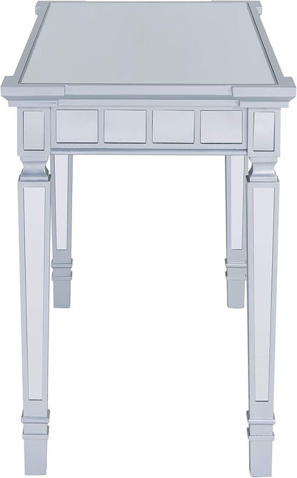 SEI Furniture Glenview Glam Mirrored Writing Desk w/ Drawers, Matte Silver