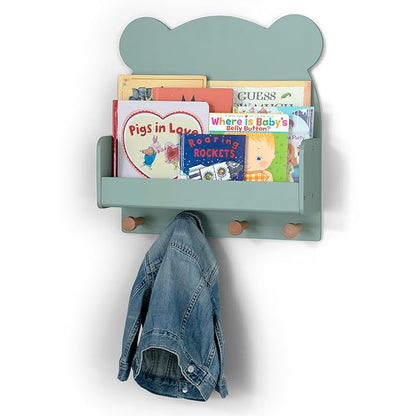 Delta Children babyGap Tate 4-in-1 Convertible Crib + Brannan Bear Bookcase with Bins + Brannan Bear Wall Shelf with 4 Hooks, Navy/Natural (Bundle)