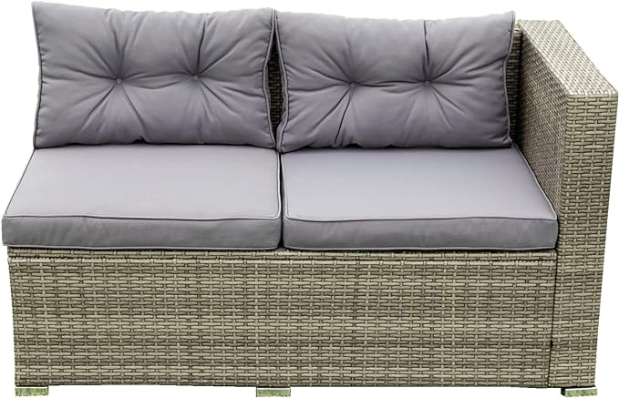4 Piece Outdoor Furniture Set Wicker Rattan Patio Sectional Sofa with Storage Box and Table for Garden, Backyark, Porch Deck, Balcony, Grey
