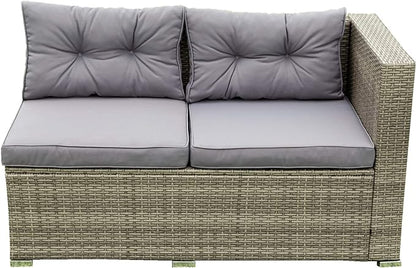 4 Piece Outdoor Furniture Set Wicker Rattan Patio Sectional Sofa with Storage Box and Table for Garden, Backyark, Porch Deck, Balcony, Grey
