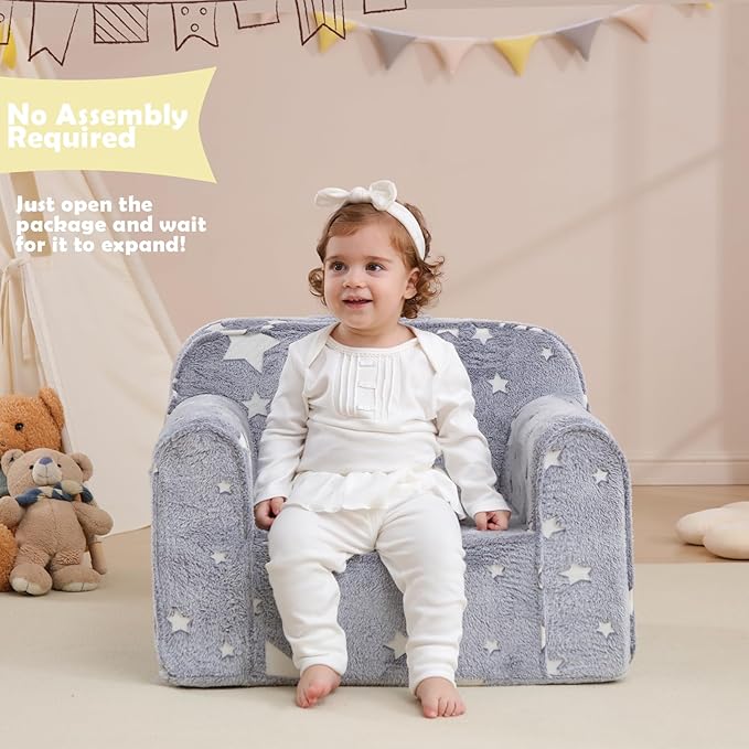 Comfy Toddler Chair Kids Chair,Toddler Foam Chair,Kids Armchair Toddler Couch Baby Kids Sofa Reading Chair with Glow in The Dark(Glow Star)