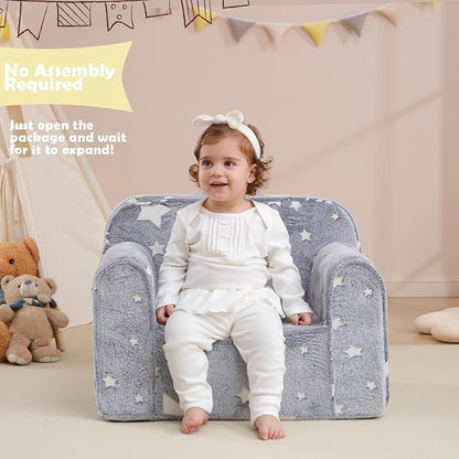 Comfy Toddler Chair Kids Chair,Toddler Foam Chair,Kids Armchair Toddler Couch Baby Kids Sofa Reading Chair with Glow in The Dark(Glow Star)