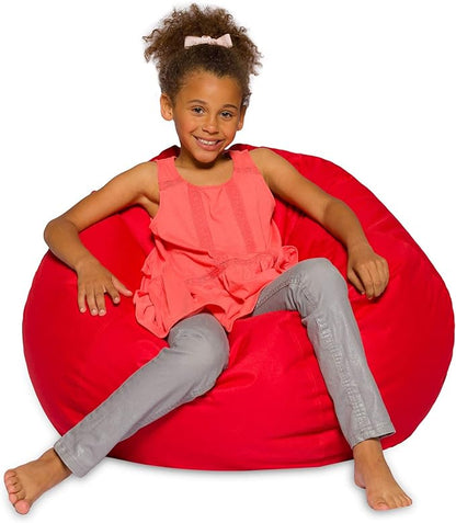 Posh Creations Bean Bag Chair for Kids, Teens, and Adults Includes Removable and Machine Washable Cover, Solid Red, 38in - Large