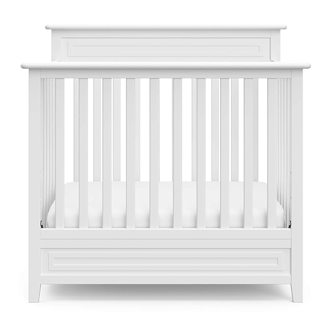 Storkcraft Petal 4-in-1 Convertible Mini Crib (White) – GREENGUARD Gold Certified, Converts to Daybed and Twin-Size Bed, Includes Bonus 2.75-inch Mini Crib Mattress, Mini Crib with Mattress Included
