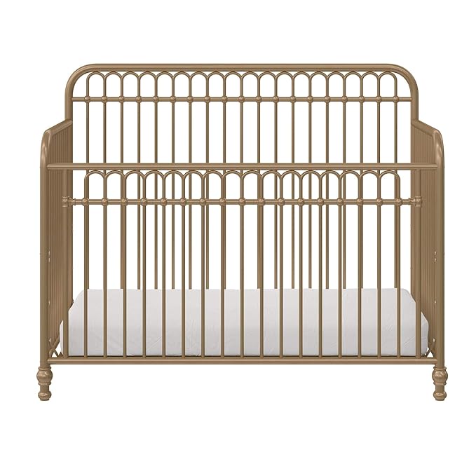 Little Seeds Ivy 3-in-1 Convertible Metal Crib, JMPA Certified, Gold