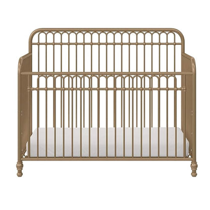 Little Seeds Ivy 3-in-1 Convertible Metal Crib, JMPA Certified, Gold
