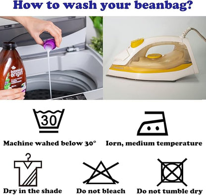 Stuffed Animal Storage Bean Bag Chairs Toy Storage Organizer Bean Bags Chair Cover for Kids 24" Cotton Canvas Beanbag with Zipper for Organizing Kid's and Adults Room, (Blue sea world, 24" x 1)