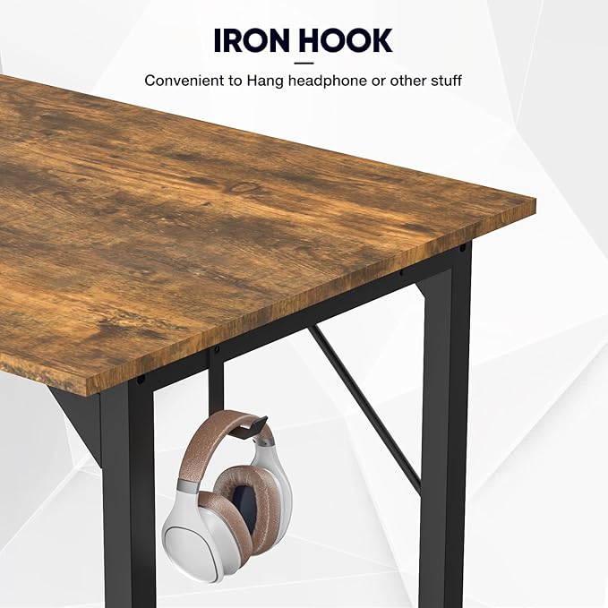DUMOS 32 Inch Office Small Computer Desk Modern Simple Style Writing Study Work Table for Home Bedroom - Rustic Brown