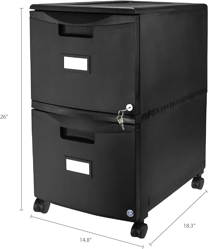 Storex 61312A01C File Cabinet, 1-Pack, Black