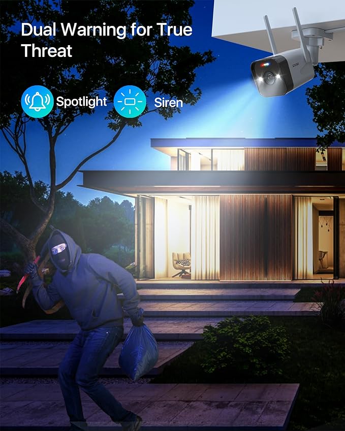 ZOSI 2.5K WiFi Security Camera Wireless Outdoor System,2TB HDD,8 Channel NVR for 24/7 Recording,4 x 4MP Cameras for Home with Color Night Vision,Person Vehicle Detection,2-Way Talk,Siren Alarm,Plug-in