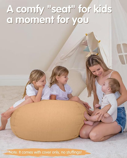 Aubliss Stuffed Animal Bean Bag Storage Chair (Solid Khaki, X-Large (48''))